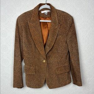 Vintage The Limited 100% Genuine Leather Animal Print Blazer Jacket Y2K 90s